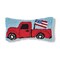 Patriotic Retro Red Pickup Truck w/ Waving American Flag Hooked Mini Accent Pillow, 6" x 12"
